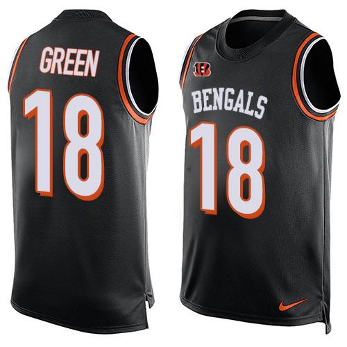 Nike Bengals #18 A.J. Green Black Team Color Men's Stitched NFL Limited Tank Top Jersey - Click Image to Close